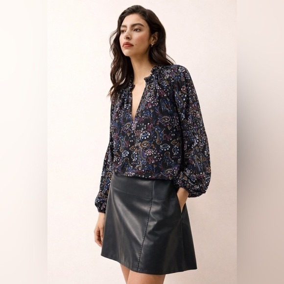 Marie Oliver Lennon Blouse Mystic celestial Silk Evil Eye Print Sz M Whimsigoth - Picture 8 of 8